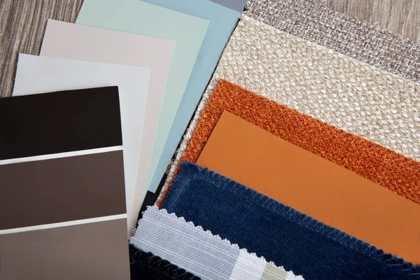 Zbliżenie Tkaniny Tapicerskiej Tekstury Wybór Kolorów Wnętrza — Zdjęcie stockowe