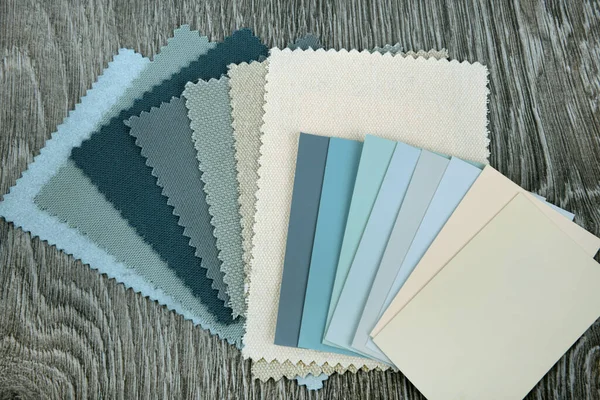 Close Textura Tecido Estofos Azul Cinza Escolha Cor Para Interior — Fotografia de Stock