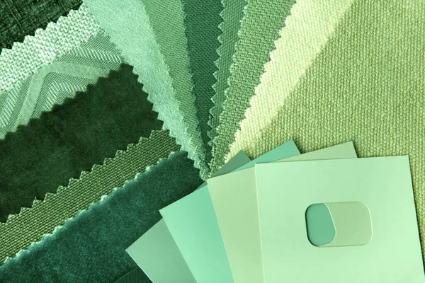 Gros Plan Texture Tissu Ameublement Vert Choix Couleur Pour Intérieur — Photo