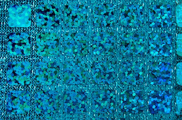 Nahaufnahme Der Blauen Cyan Pailletten Stoff Textur Bacckground — Stockfoto