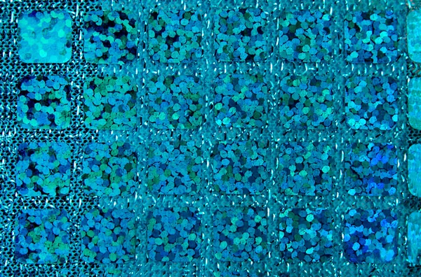 Gros Plan Texture Tissu Paillettes Cyan Bleu Bacckground — Photo