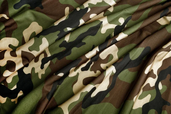 Close Camouflage Textured Fabric Wavy Background — Stock Photo, Image