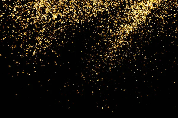 Nahaufnahme Des Goldenen Glitzers Auf Schwarzem Hintergrund — Stockfoto