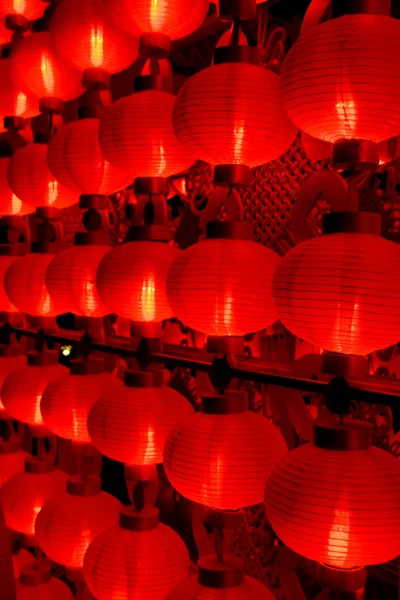 Červené lucerny v noci pro čínský Nový rok — Stock fotografie
