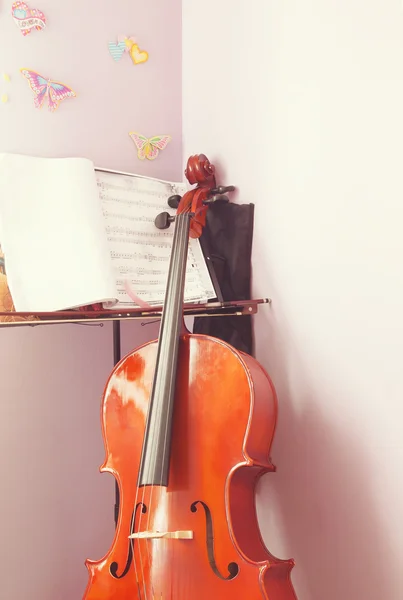 Leren cello — Stockfoto