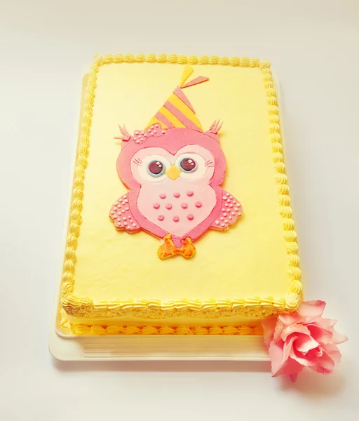 Gufo torta di compleanno — Foto Stock