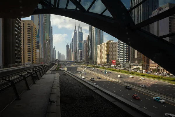 Dubai Verenigde Arabische Emiraten Januari 2022 Uitzicht Gebouwen Het Verkeer — Stockfoto
