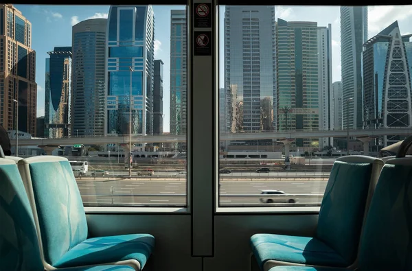 Dubai Förenade Arabemiraten Januari 2022 Detaljer Tomma Platser Dubais Tunnelbanetåg — Stockfoto