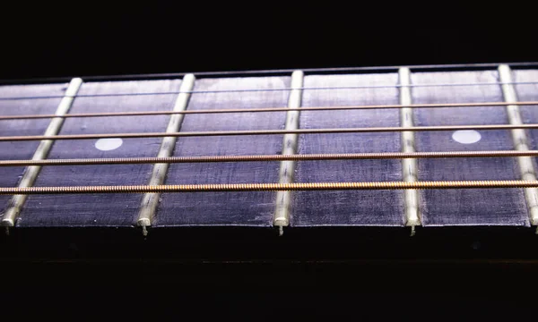 Detalhes Pescoço Guitarra Acústica Fretboard — Fotografia de Stock