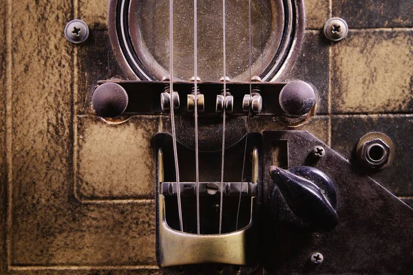 Dettagli Una Chitarra Scatola Sigari Fatta Mano — Foto Stock