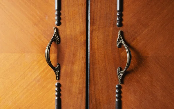 Dekorativní Detaily Staré Dřevěné Skříňky Detailní Pohled — Stock fotografie