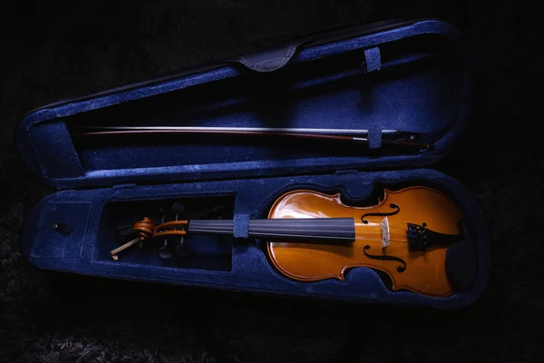 Vista Perto Violino Pequeno Metade Tamanho Vista Detalhes — Fotografia de Stock