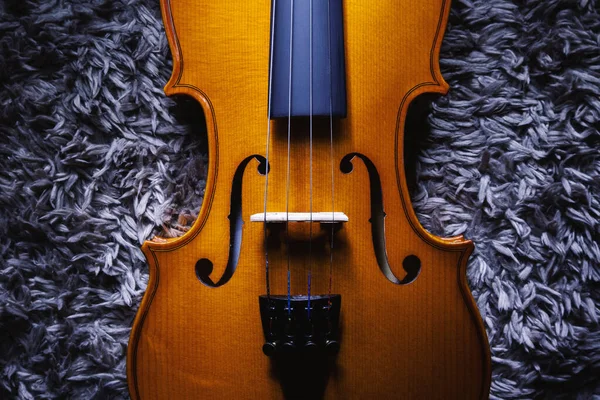 Vista Perto Violino Pequeno Metade Tamanho Vista Detalhes — Fotografia de Stock