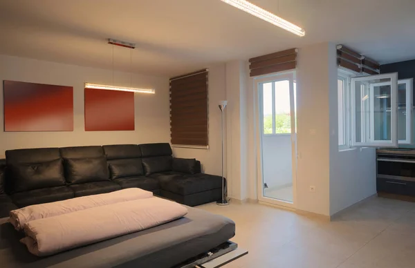 Interior Apartamento Novo Moderno Preparado Para Alugar — Fotografia de Stock