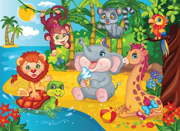 Fondo Cuento Hadas Para Los Niños Fondo Pantalla Ilustración Dibujos — Archivo Imágenes Vectoriales