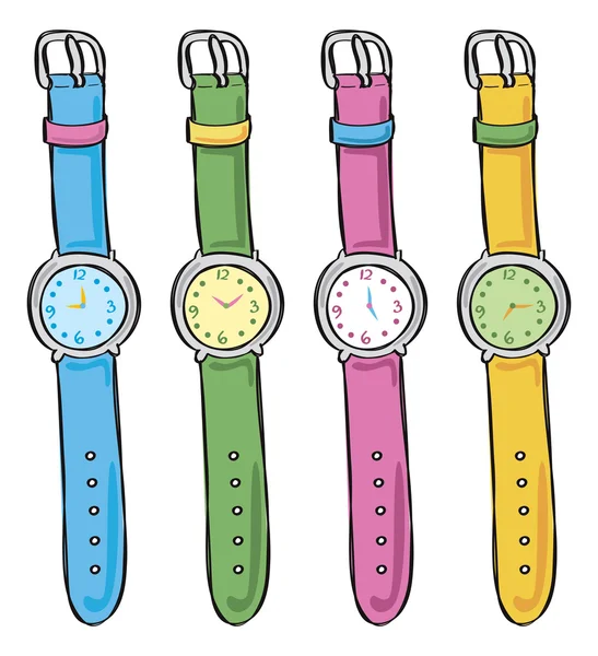 Reloj de pulsera en varios colores — Vector de stock