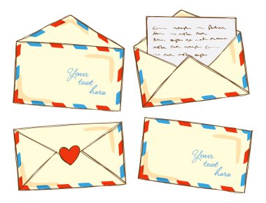 Set of mail in doodle style clipart