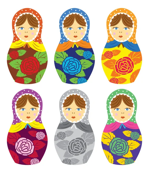 Russo matryoshka boneca com padrão floral — Vetor de Stock