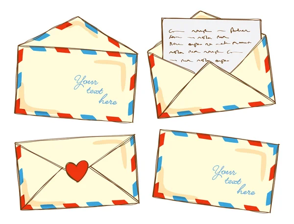 Set de correo en estilo doodle — Vector de stock