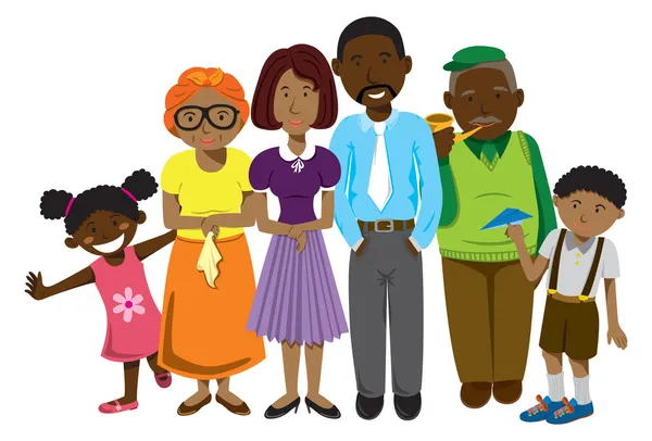 Familia afroamericana — Vector de stock