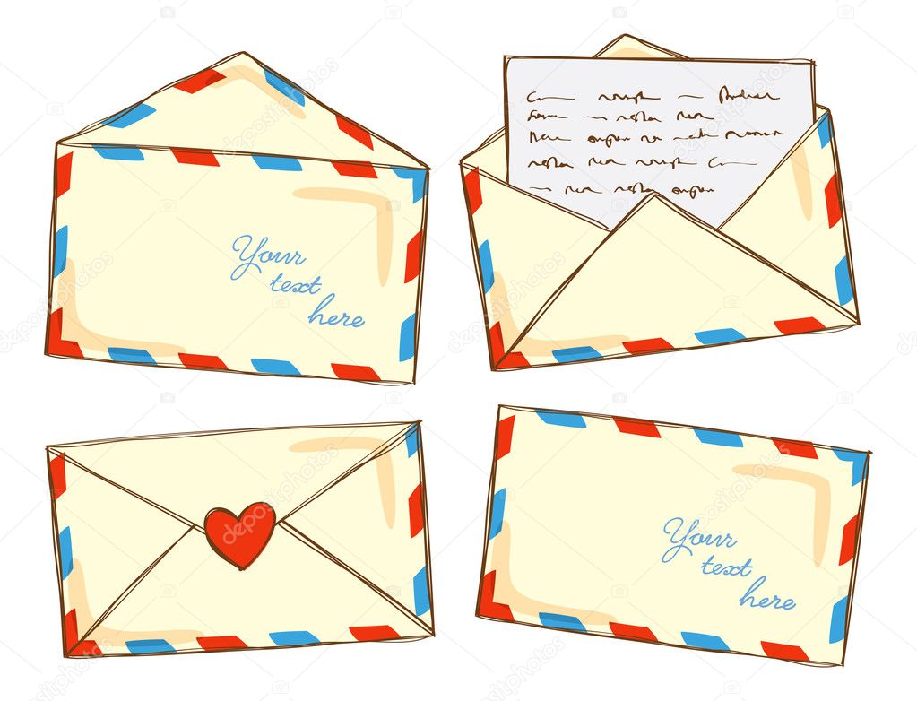 Set of mail in doodle style