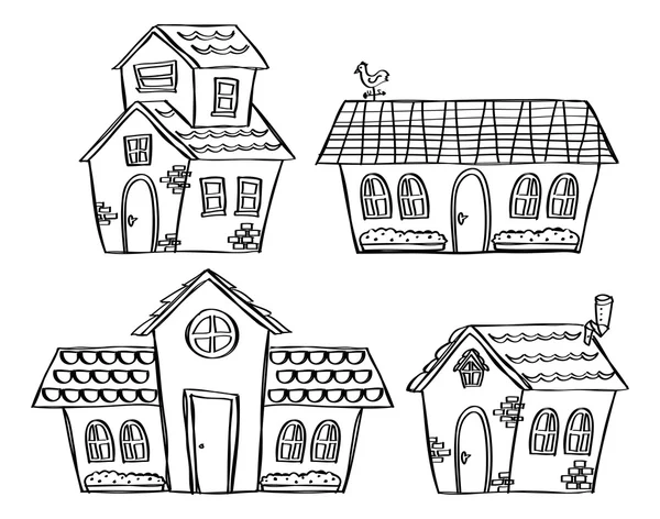 Set of house in doodle style — Stock Vector