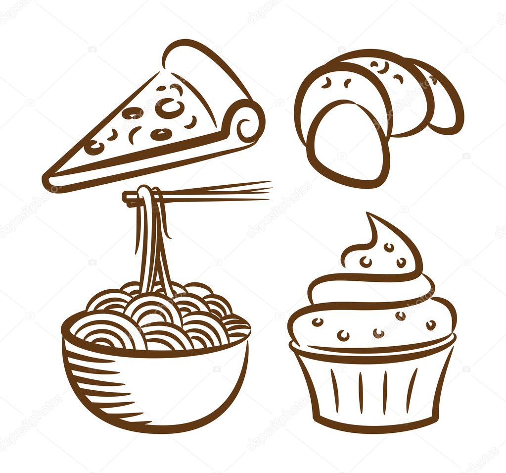 Set of food icon in doodle style