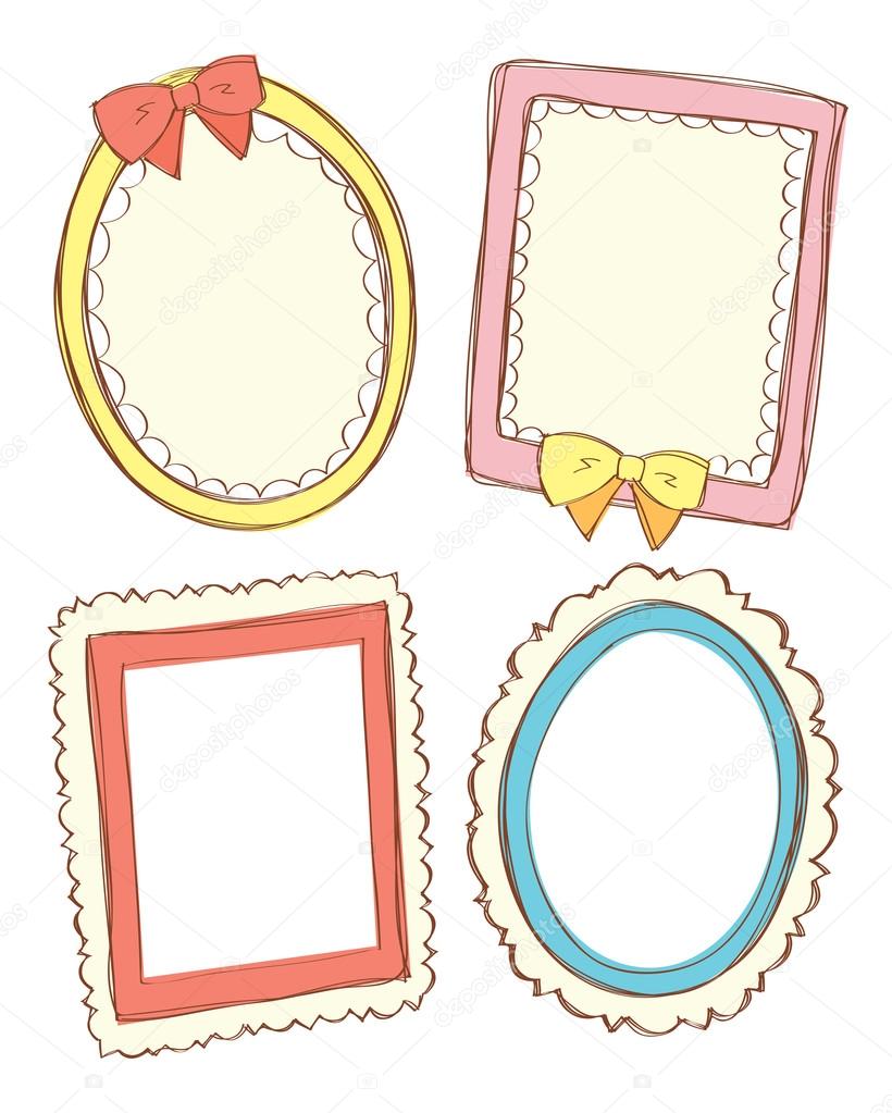 Set of cute frame in doodle style