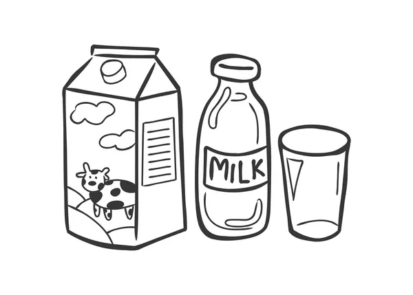 Melk en zuivel product doodle — Stockvector