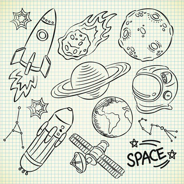 Space doodle set — Stock Vector