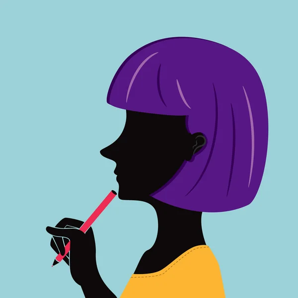 Donna da ufficio con penna per capelli alla moda — Vettoriale Stock