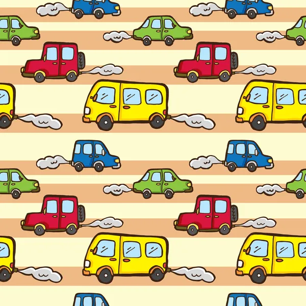 Dibujos animados coche patrón sin costura — Archivo Imágenes Vectoriales
