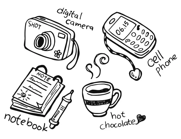 Icono de cosas diarias en estilo doodle — Archivo Imágenes Vectoriales