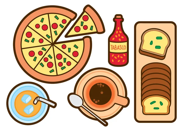 食品和饮料的可爱图标 — 图库矢量图片