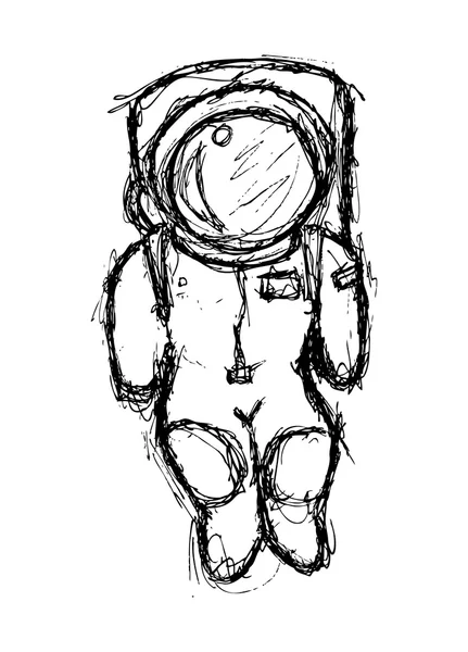 Astronaut doodle geïsoleerd op witte achtergrond — Stockvector