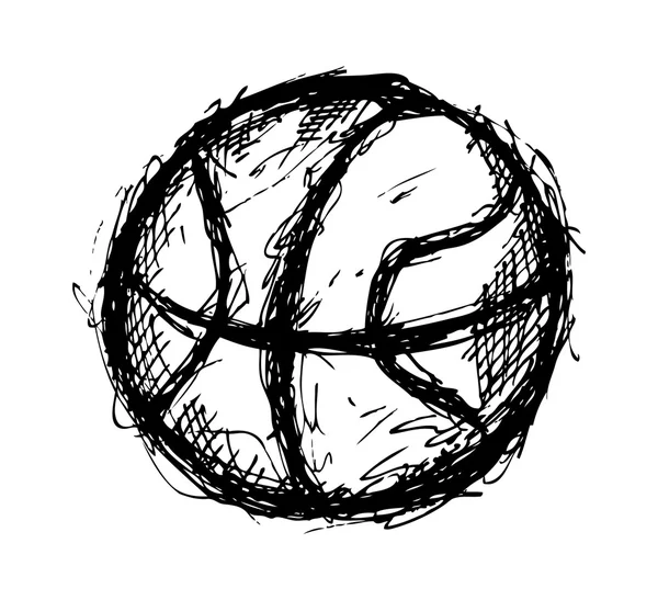 Canasta bola doodle aislado sobre fondo blanco — Vector de stock