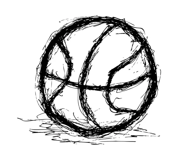 Bola de basquete doodle isolado no fundo branco — Vetor de Stock