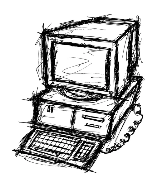 Computer im Doodle-Stil — Stockvektor