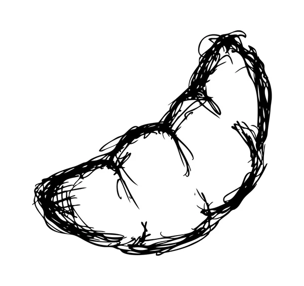 Croissant doodle isolé sur fond blanc — Image vectorielle
