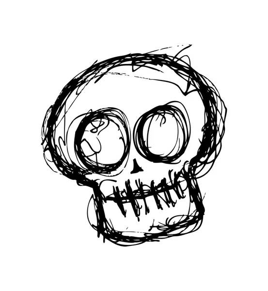 Cranio grunge in stile doodle — Vettoriale Stock