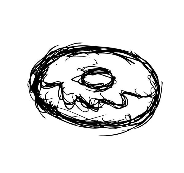 Donut doodle isolado no fundo branco — Vetor de Stock