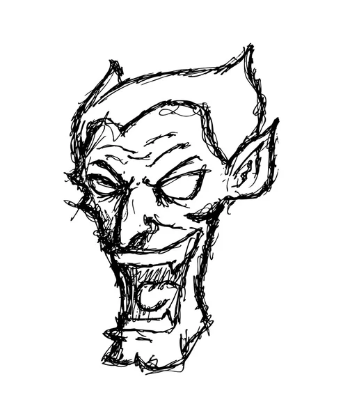 Schetsmatig vampier hoofd in doodle stijl — Stockvector