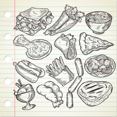 yarım yamalak tarzı çeşitli yemek seti