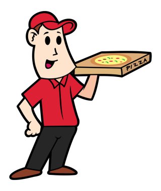 karikatür pizza teslimi adam