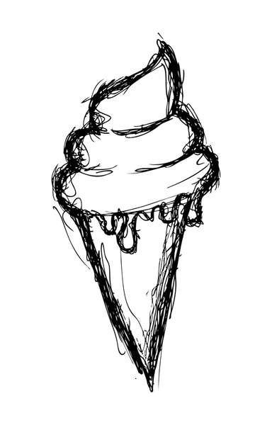 Ice cream cone in doodle style — Stock Vector