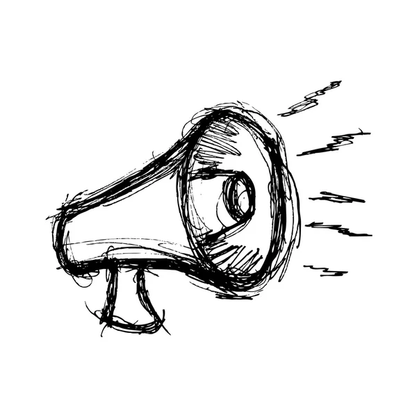 Grunge megafon doodle stílusban — Stock Vector