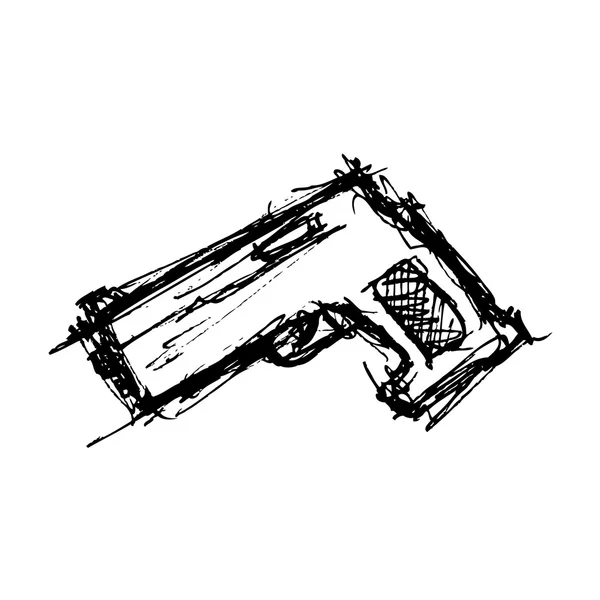 Pistola Grunge en estilo doodle — Vector de stock