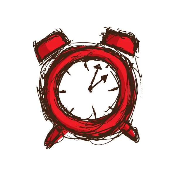 Sketchy icône de l'horloge rouge — Image vectorielle