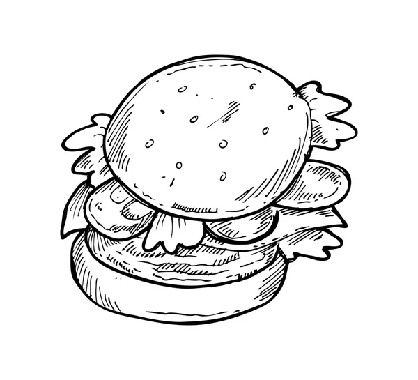 Handgezeichneter Hamburger — Stockvektor