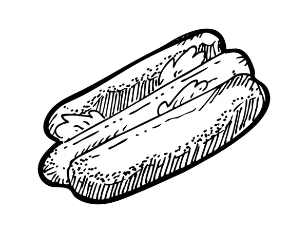 Kézzel rajzolt hotdog — Stock Vector